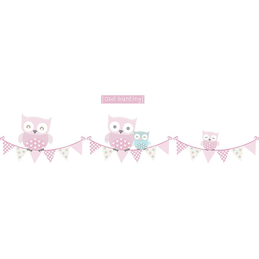 owl bunting fabric wall stickers by littleprints ...
