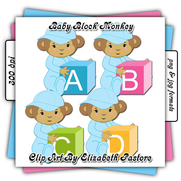 Cute Baby Monkey In Blue Clip Art Collection - $1.92 : Cute Clip ...