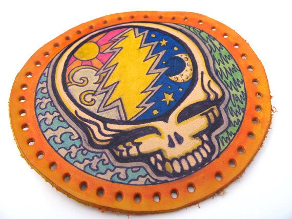 Grateful Dead patch, steal your face, upcycled leather, lightning ...