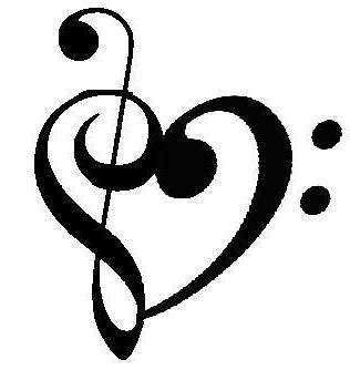 Treble Clef And Bass Clef Heart Tattoo Designs