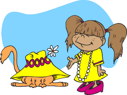 Girl Dresses Cat Big Hat Clip Art Download
