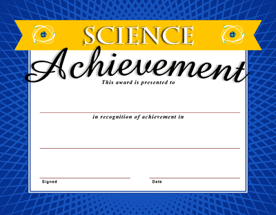 Science Achievement Certificate - Christart.com