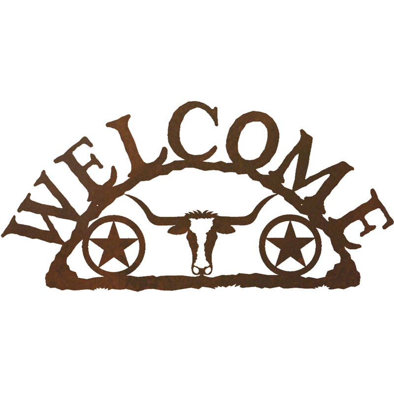 Longhorn & Texas Star Horizontal Welcome Sign by Ironwood ...