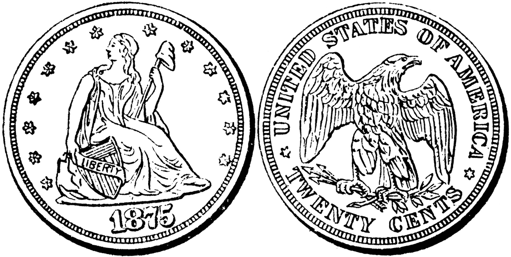 Silver Fifth Dollar Coin, 1875 | ClipArt ETC