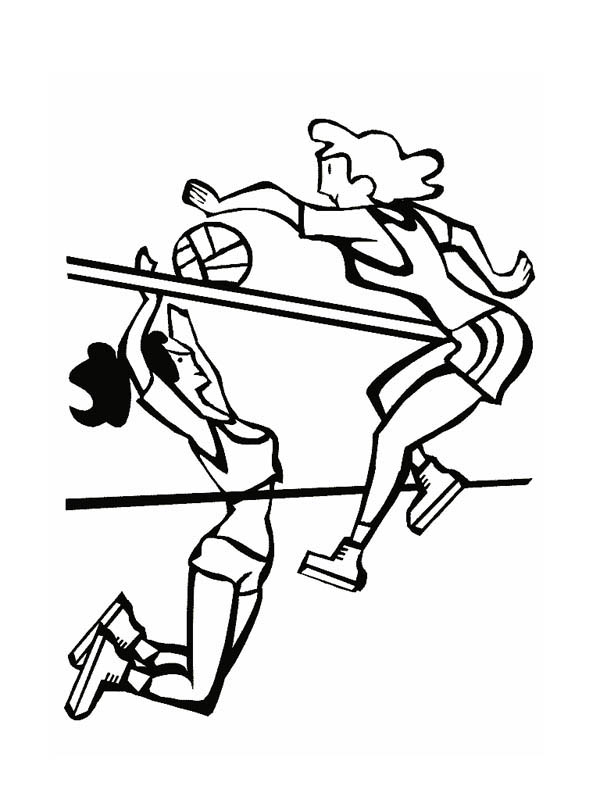 spike and blocking volleyball coloring page: spike-and-blocking ...