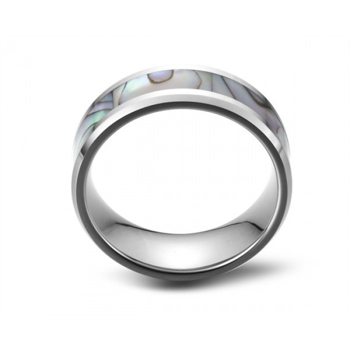 Tungsten Tteel Ring With Shell Element New Arrival Simple Design ...