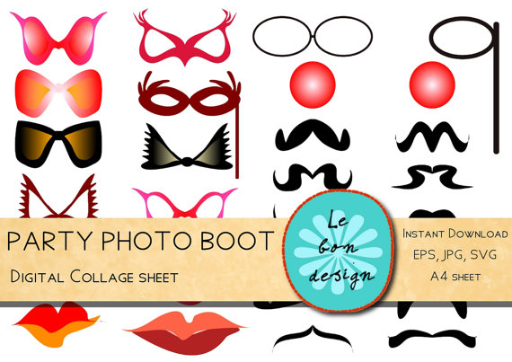 Photo booth props party set clip art vector graphic by Lebondesign