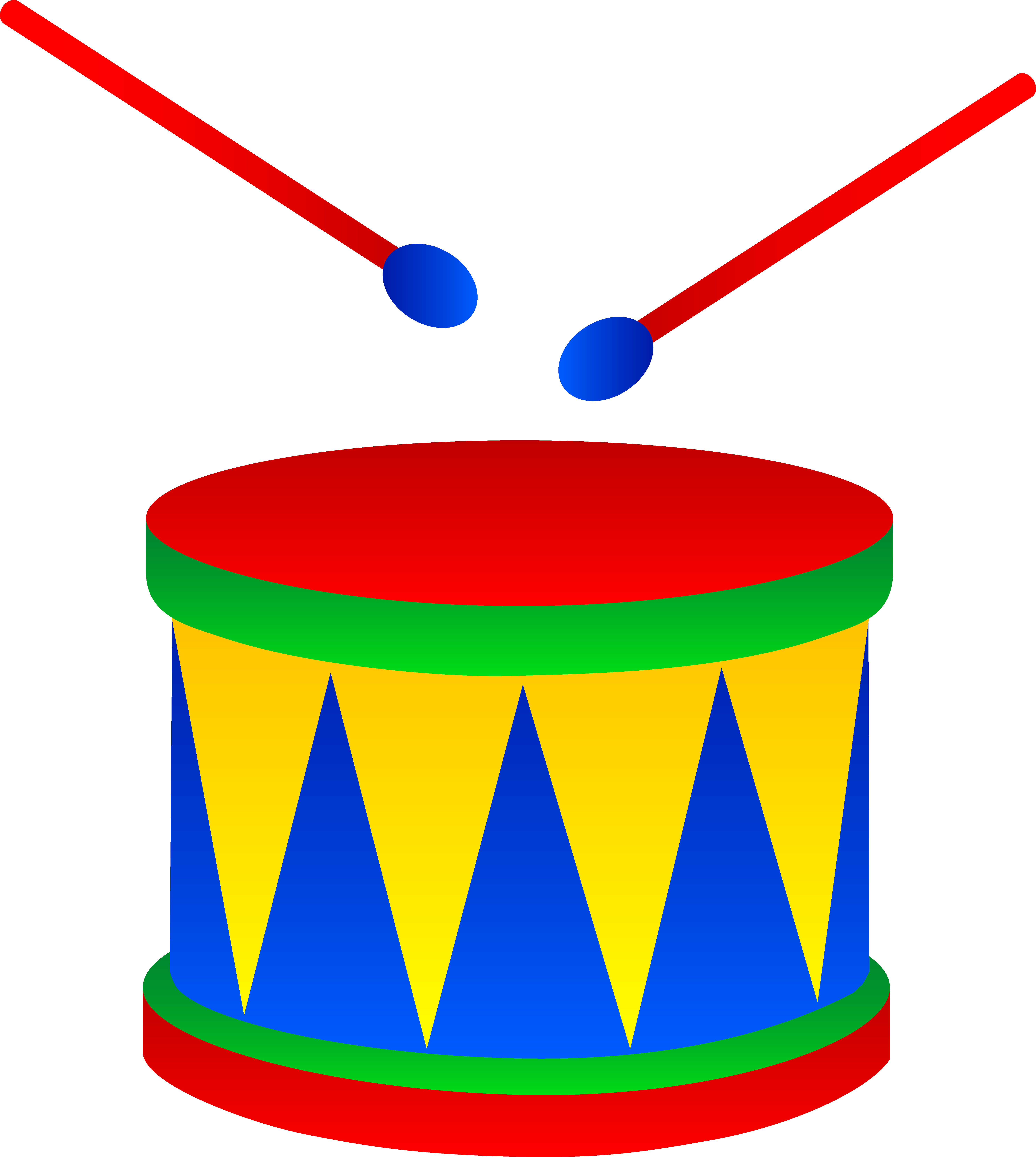 Marching Drum With Drumsticks - Free Clip Art