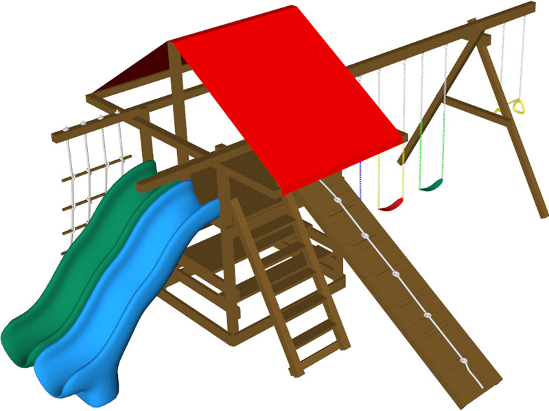 Wooden Backyard Swing Set 3D Model Download | 3D CAD Browser