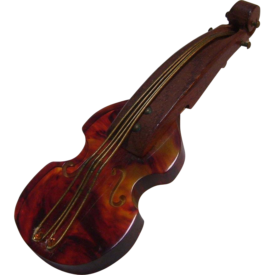 Tortoise shell Bakelite & Wood Cello Violin pin from green ...