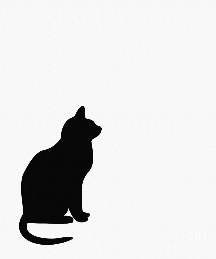 Black Cat Silhouette On A White Background by Barbara Griffin ...