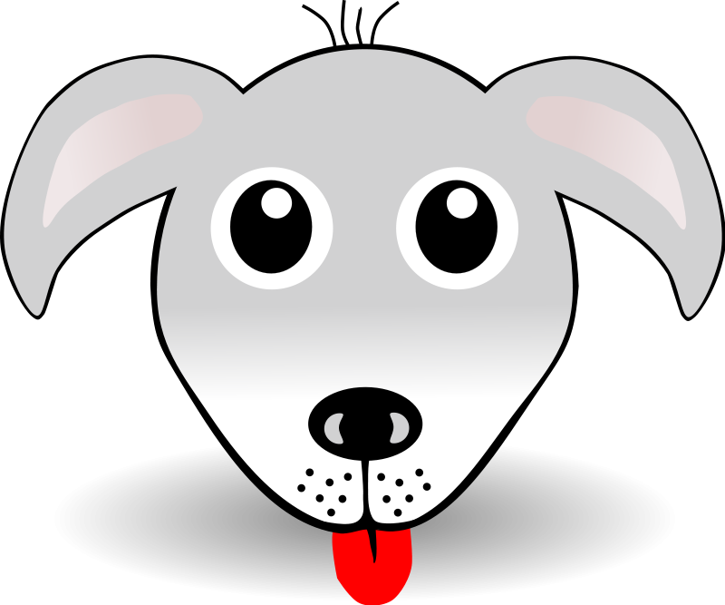 Funny Dog Face Grey Cartoon Free Vector / 4Vector