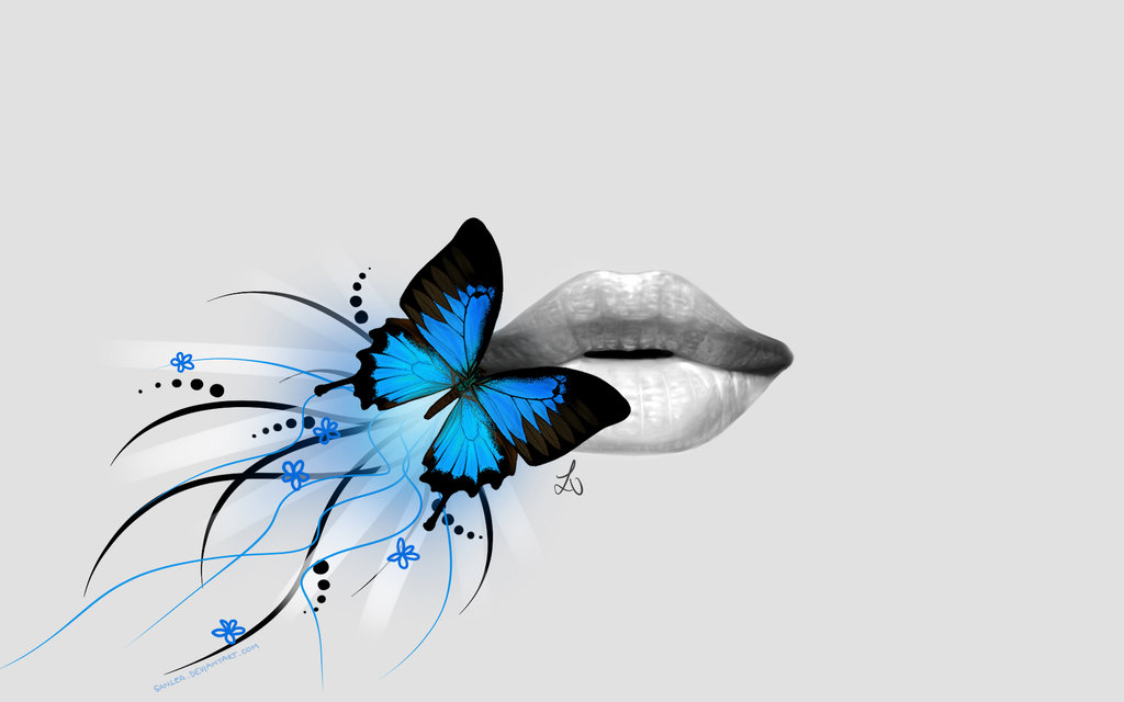 Blue butterfly on lips by Sanlea on deviantART