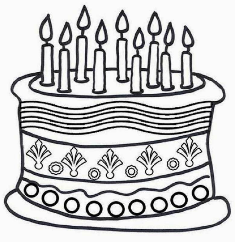 Colour Drawing Free Wallpaper: Birthday Cake Printable Coloring ...