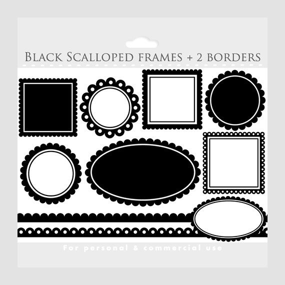 Black scalloped frames clipart square by WinchesterLambourne