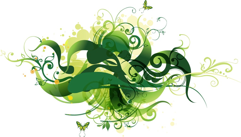 Green Swirl Floral Vector Illustration | Flower Vector | Abstract