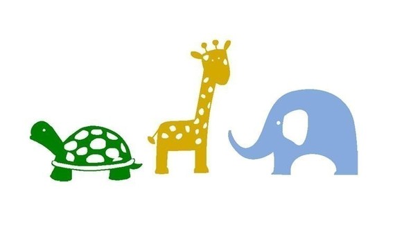 Childrens Vinyl Wall Decal Turtle Giraffe Elephant by KidsCorner