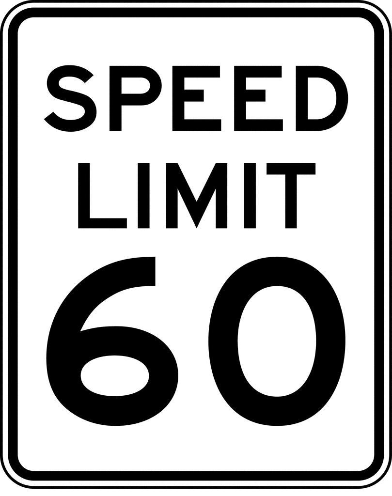 Speed Limit 60, Black and White | ClipArt ETC