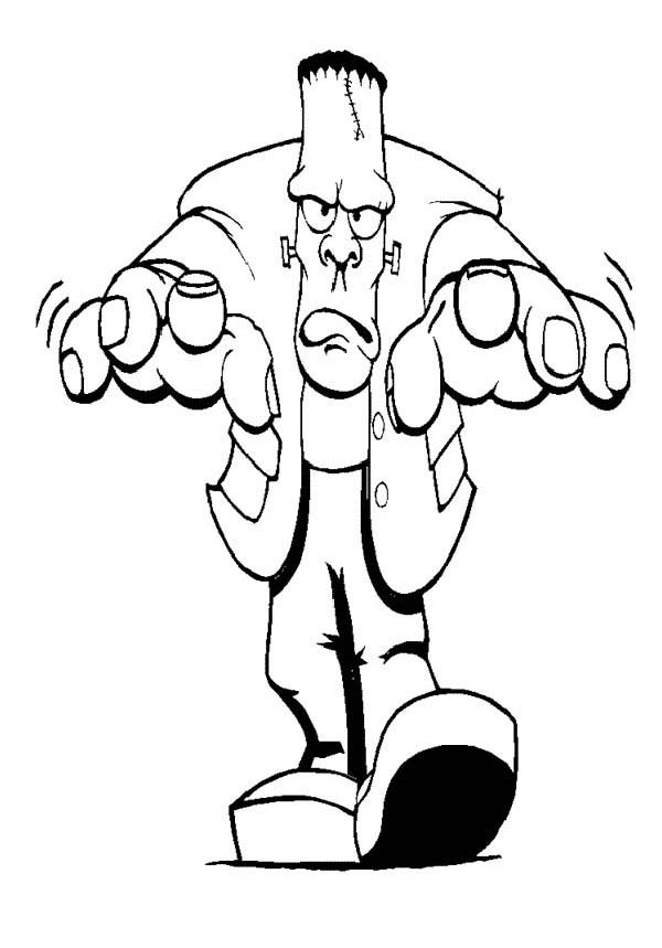 Furious Mr Frankenstein on Halloween Day Coloring Page - Download ...