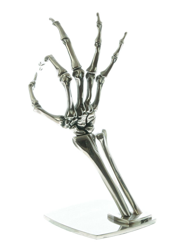 stainless steel skeleton hand sculptures
