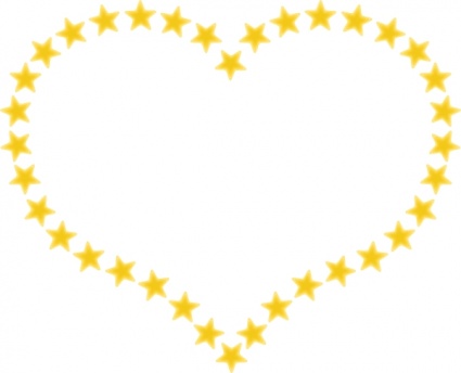 Heart Shaped Border With Yellow Stars clip art Vector Download ...