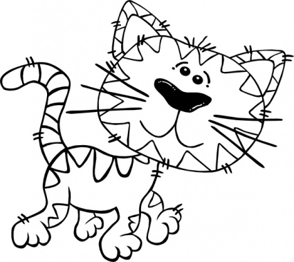 Download Cartoon Cat Walking Outline clip art Vector Free