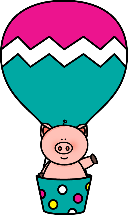 Pig in a Hot Air Balloon Clip Art - Pig in a Hot Air Balloon Image