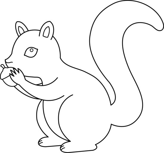 Cute Squirrel Line Art - Free Clip Art