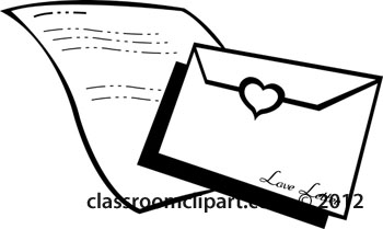Objects : love-letter-pic-outline : Classroom Clipart