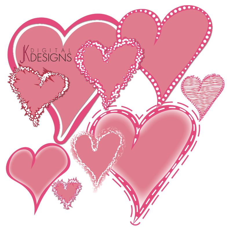 A Collection of Valentines Hearts - Digital Designs for Scrapbooks ...
