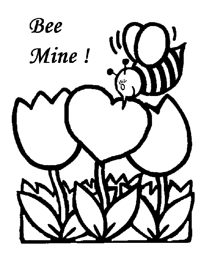 Valentine's Day Cards Coloring Pages - Bee Mine Valentine Coloring ...