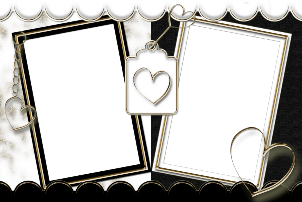 Double Transparent Frame Black and White with Hearts