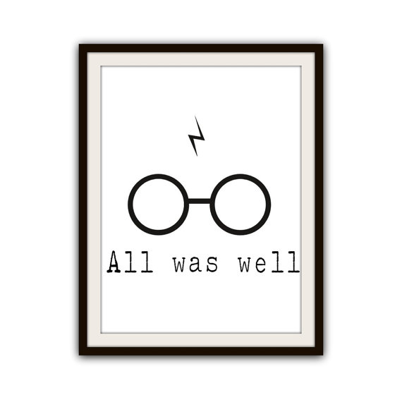 Harry Potter Lightning Bolt & Glasses Typography by GeekChicPrints