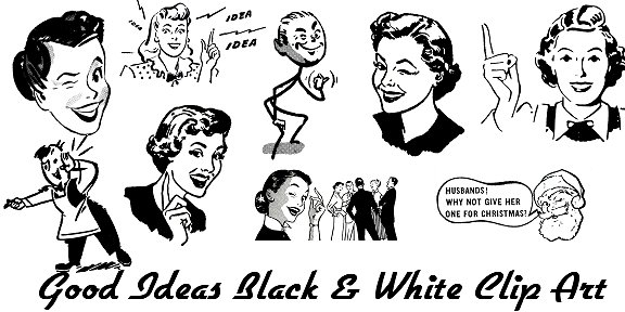 Black &White Retro Clip Art of Men & Women Retro Stock Images ...