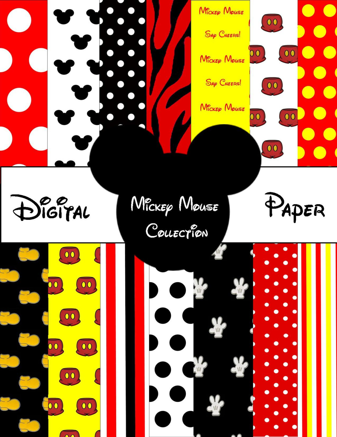 Printable MICKEY MOUSE Digital Paper FILES by SoSweetCandyBuffets
