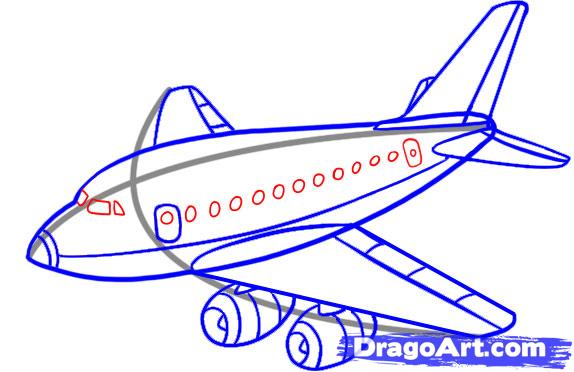 How to Draw a Plane, Step by Step, Airplanes, Transportation, FREE ...