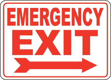 Right Arrow Emergency Exit Sign by SafetySign.com - A5168