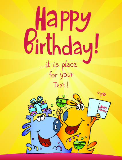 Funny cartoon birthday cards vector 04 - Vector Card free download