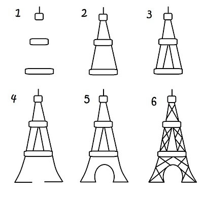How to draw Eiffel Tower for Paris cupcakes