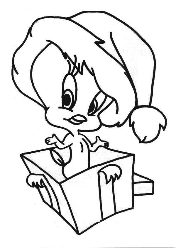 Tweety Bird Christmas Present Coloring Page | Kids Play Color