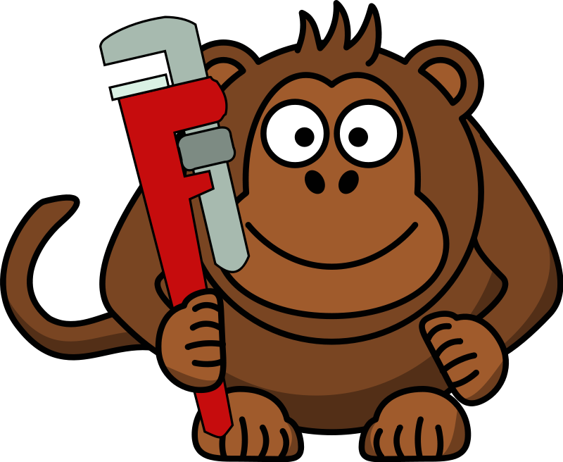 Cartoon Monkey with Wrench Free Vector / 4Vector