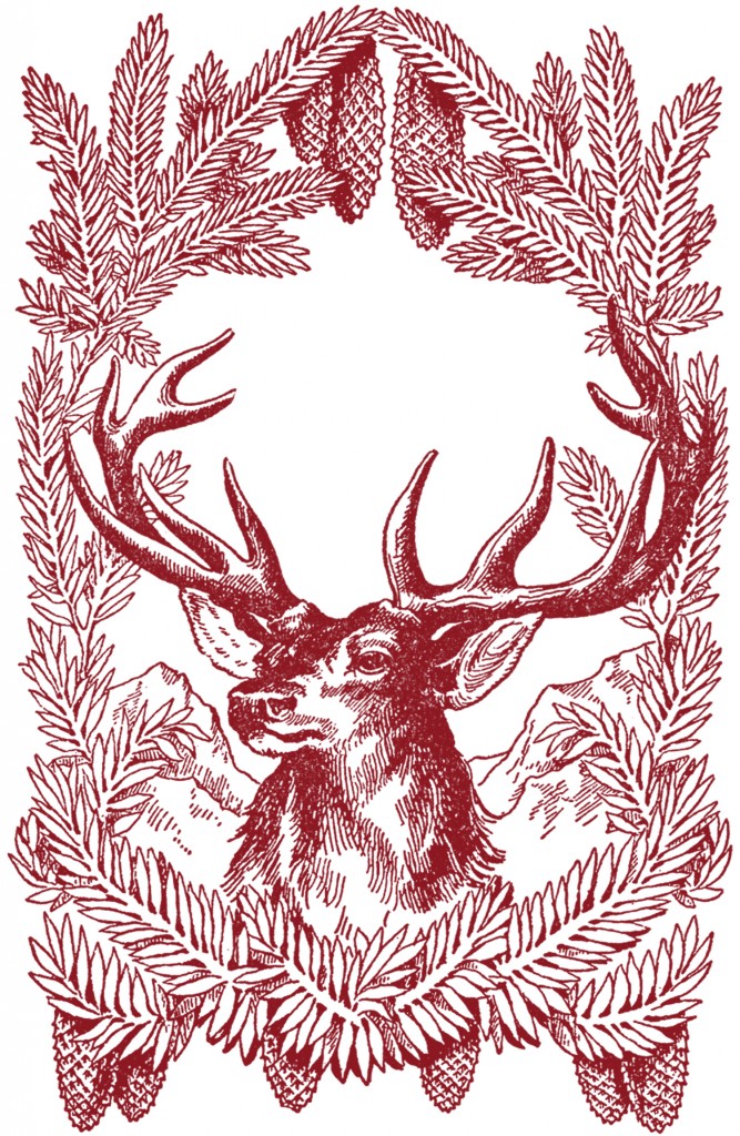 Vintage-Christmas-Deer-Images-GraphicsFairy-red-667x1024 - The ...