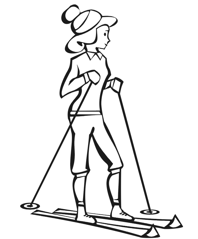 Woman Skier Coloring Pages Free: Woman Skier Coloring Pages Free