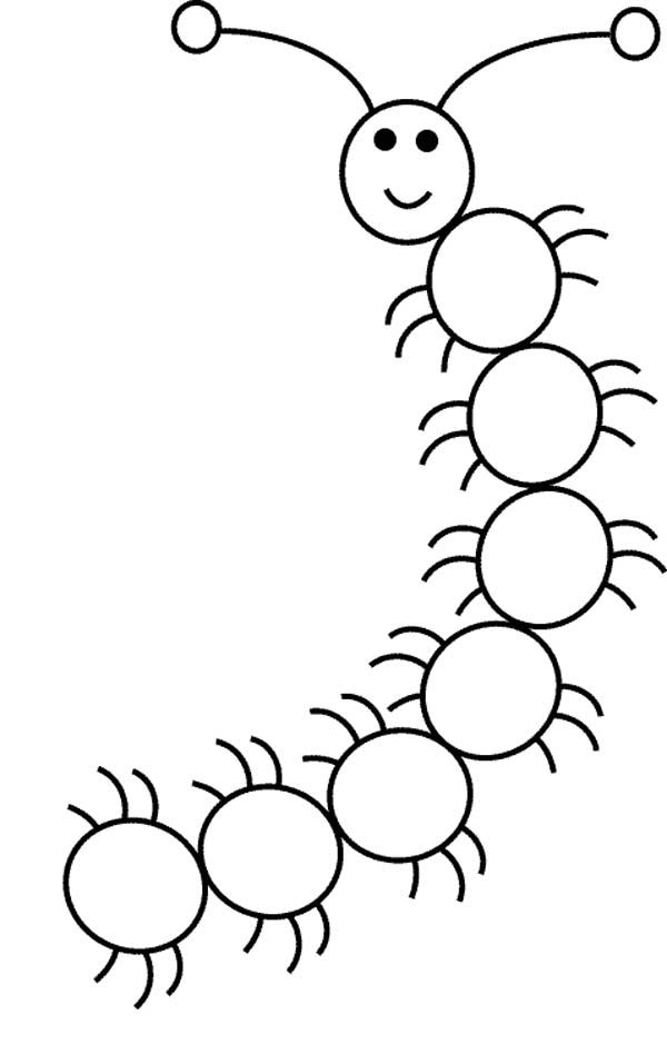 A Simple Drawing of Hairy Caterpillar Coloring Page | Kids Play Color