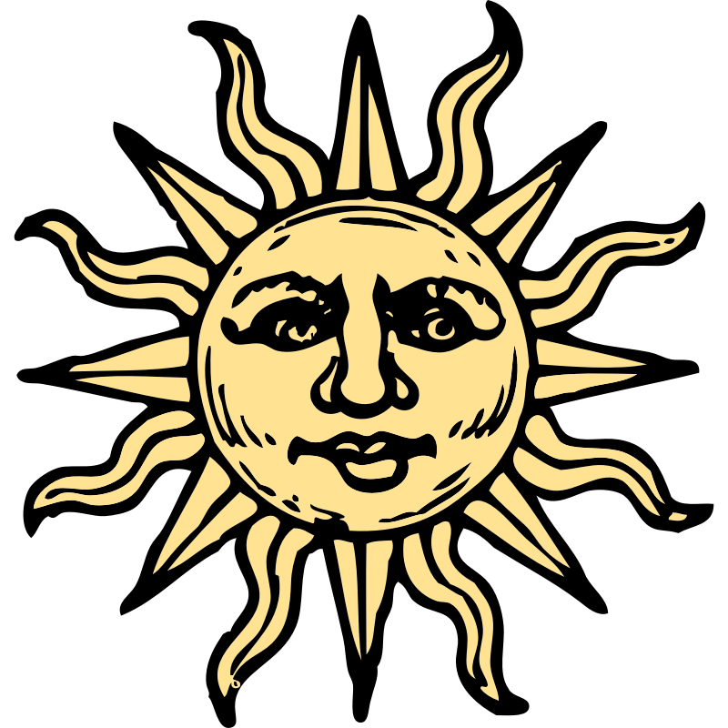 Clipart - sun woodcut