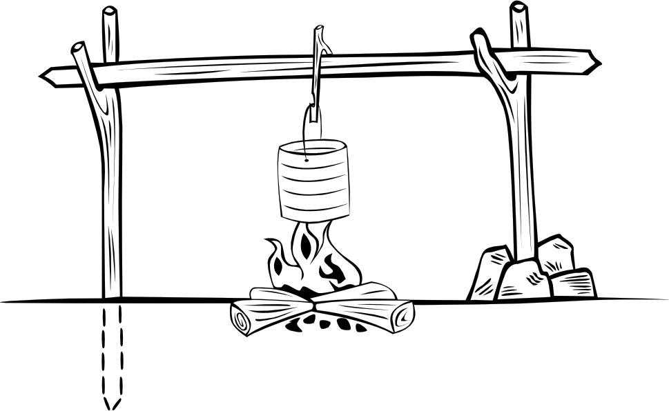 Campfires and Cooking Cranes 11 Black White Line Art Tattoo ...
