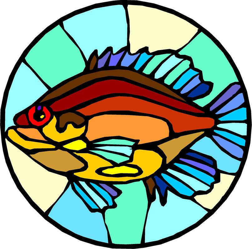 Window Art in Vinyl Etchings: Colorful Fish with Blue Fins ...