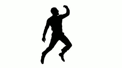 Silhouette Of A Man In Slow Motion Jumping Against A White ...