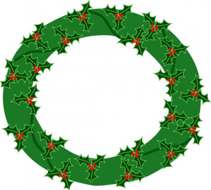 Evergreen Wreath With Large Holly clip art Vector clip art - Free ...
