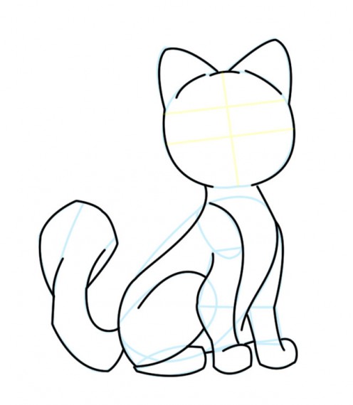 easy cat outline drawing